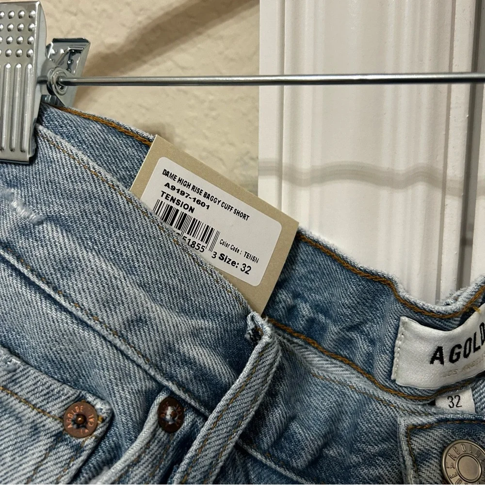 NWT Agolde Dame Denim Shorts High Rise Baggy Cuff Tension
